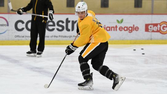 Lucas St. Louis in the Penguins' development camp this summer in Cranberry, Pa.