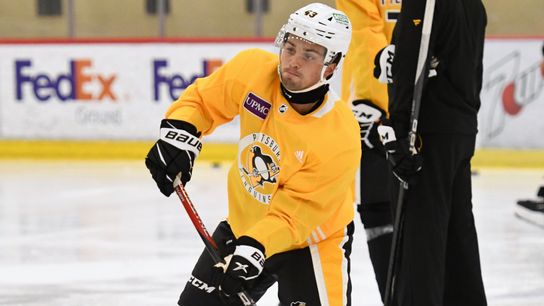 Ryan St. Louis in the Penguins' development camp this summer in Cranberry, Pa.